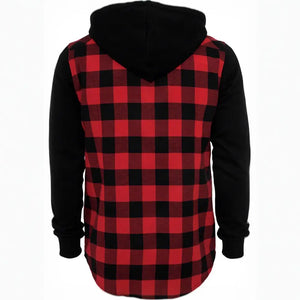 Hooded Checked Flanell Sweat Sleeve Shirt Hoodie - Urban Classics